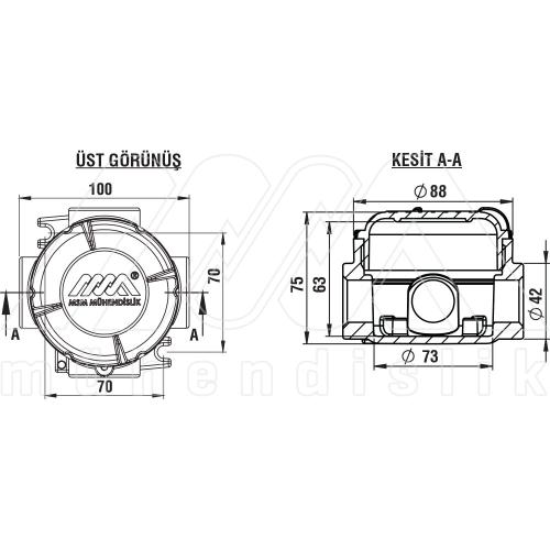 ASC Type Cast Aluminum Junction Box (2 Way - Ø88 mm)